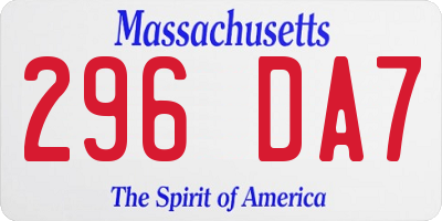 MA license plate 296DA7