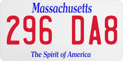 MA license plate 296DA8