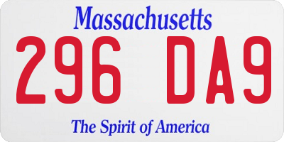 MA license plate 296DA9