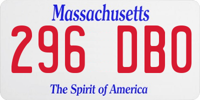 MA license plate 296DB0