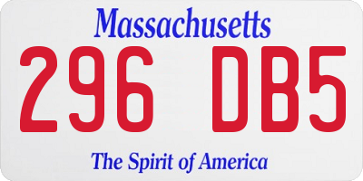 MA license plate 296DB5