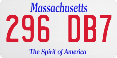 MA license plate 296DB7