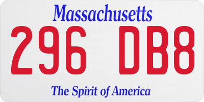 MA license plate 296DB8