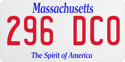 MA license plate 296DC0