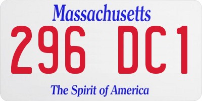 MA license plate 296DC1