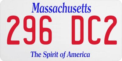 MA license plate 296DC2