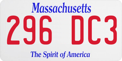 MA license plate 296DC3