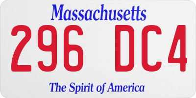 MA license plate 296DC4