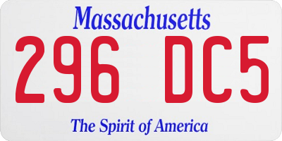 MA license plate 296DC5