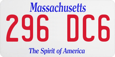 MA license plate 296DC6