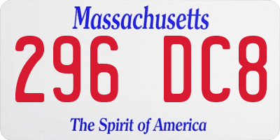 MA license plate 296DC8