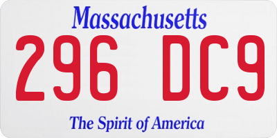 MA license plate 296DC9