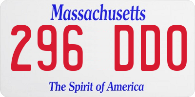 MA license plate 296DD0