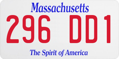 MA license plate 296DD1