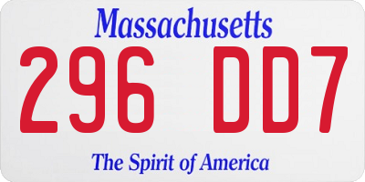 MA license plate 296DD7