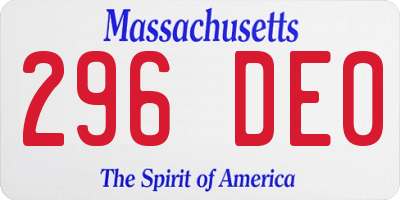 MA license plate 296DE0