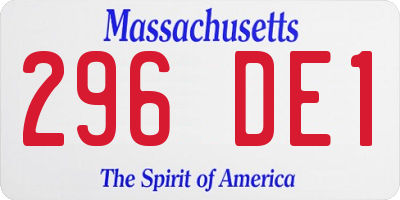 MA license plate 296DE1