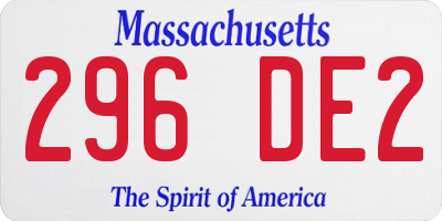 MA license plate 296DE2