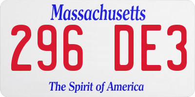 MA license plate 296DE3