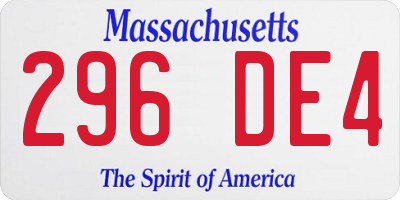 MA license plate 296DE4