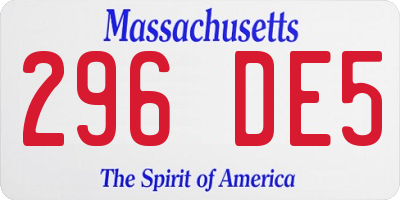 MA license plate 296DE5