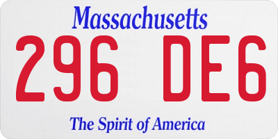 MA license plate 296DE6
