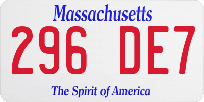 MA license plate 296DE7