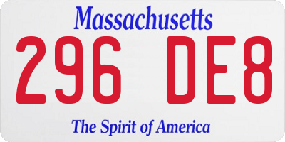 MA license plate 296DE8