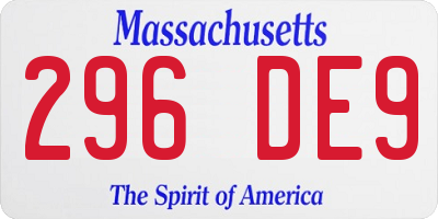 MA license plate 296DE9