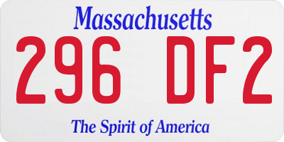 MA license plate 296DF2