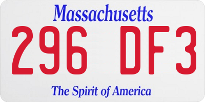 MA license plate 296DF3