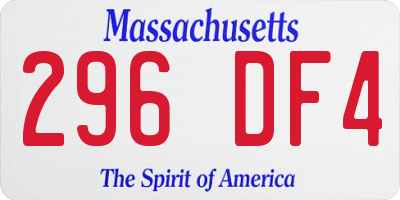 MA license plate 296DF4