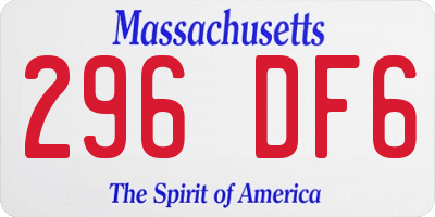 MA license plate 296DF6