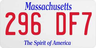MA license plate 296DF7