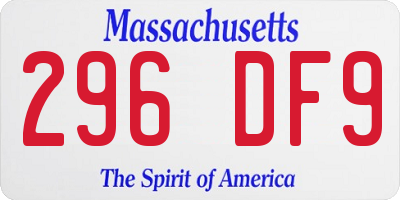 MA license plate 296DF9