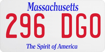 MA license plate 296DG0