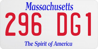 MA license plate 296DG1