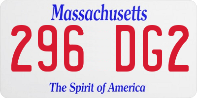 MA license plate 296DG2
