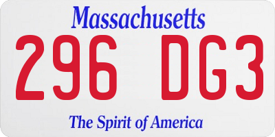 MA license plate 296DG3