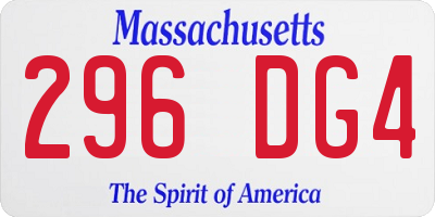 MA license plate 296DG4
