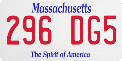 MA license plate 296DG5