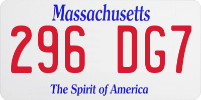 MA license plate 296DG7