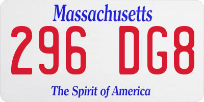MA license plate 296DG8