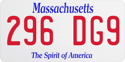 MA license plate 296DG9