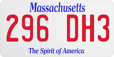 MA license plate 296DH3