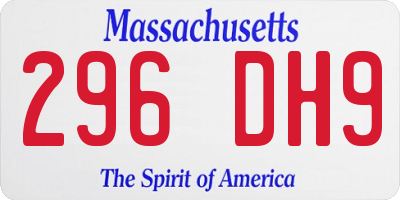 MA license plate 296DH9