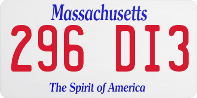 MA license plate 296DI3