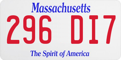 MA license plate 296DI7