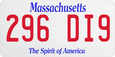MA license plate 296DI9