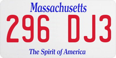 MA license plate 296DJ3